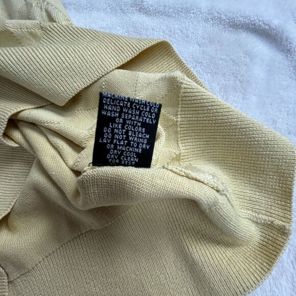 Aureus Mens Silk Blend Cable Knit V-Neck Sweater Vest Medium Pullover Yellow - Picture 5 of 8